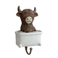 Highland Cattle Hook, Waterproof Resin Bathroom Wall Hook, Home Decorative Storage Hook, for Towels Keys Small Clothes A
