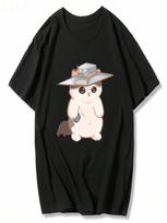 Cypher Cat Cute Surprised Penguin Valorant unisex Wounisex T Shirts O-Neck 2025 Summer Printed Unisex Harajuku Game Custom S