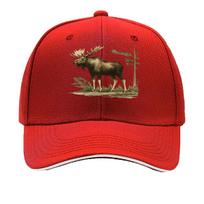 Moose  Forest Print  Lightweight AllSeason Outdoor Hat with GoldenToned Moose  Antlers Design  Sandwich Baseball Cap One Size