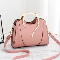 Fashi Women's Cat Style Tote Handbag Simple Solid Color Shoulder Bag Cute Pure Color Purse for Ladies