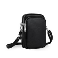 Minkšta oda, Piniginė mobiliajam telefonui, Moteriška telefono rankinė, Pečių krepšys, Crossbody krepšys sidabras