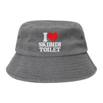 Summer Beach Vacation Getaway Headwear I Love Skibidi Toilet Meme Bucket Hats Hip Hop Unisex Sun Hat  Bob Hat Fishing Caps Sport One Size