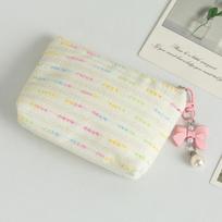 Small Cosmetic Make Up Bag Mini Striped Organizer Bags for Women Lipstick Makeup Case Children Cute Purse Coin Pouch Case balta