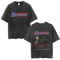 benber Washed Vintage Game Bloodborne Horror Hunter Fear The Old Blood T Shirt Men Women Casual Oversized Tshirt Male Retro S