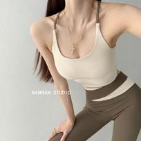 Small sling vest for girls, outer wear, tube top underwear with chest pad, sports gym, yoga, sexy back. S
