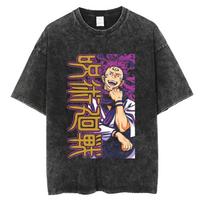benber vintage Ryomen Sukuna Jujutsu Kaisen Anime Washed TShirt Vintage Hip Hop Cotton Men Old Streetwear  Women Short Sleeve S
