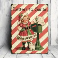Planetjuice wall art Vintage Tin Sign x Inch Letter To Santa Retro Wall Art  Decor Rustic Tinplate Painting for Living Room Bedroom Easy To Hang (as the picture,20x30)