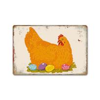 Planetjuice wall art Metal Poster Chicken Easter Eggs Kitchen Decor xcm
