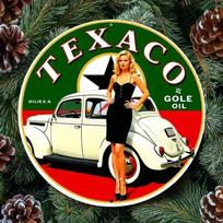 Planetjuice wall art Vintage Texaco Round Metal Sign Retro Aluminum Garage Wall Decor Weatherproof Man Cave Bar