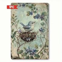 Planetjuice wall art Vintage Metal Poster Bird Flower Wall Art x Inch  Decor