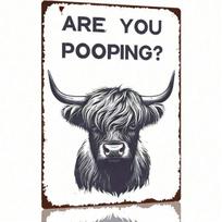 Planetjuice Vintage Cow Bathroom Metal Poster Humorous Wall Decor for Toilet