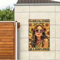 Planetjuice Vintage Sunflower Tin Sign Inspirational Metal Poster for Living Room