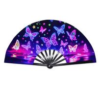 Fluorescent Kung Fu Fan 33cm Large Folding Hand Fan Chinese Style Popping Fan  Decoration Light Butterfly