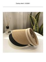 Lady Summer Hollow Top Sun Visor Hat Wide Brim Straw Cap UV Protection Hat M56-58cm