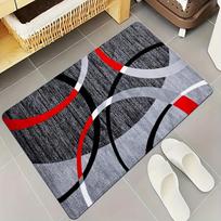 Modern Minimalist Red&Black Area Rug - Washable,Non-Slip for Bedroom,Living Room,Bathroom,and Kitchen 40x60cm