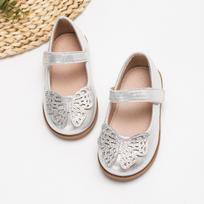 Girls' Rhinestone Butterfly Leather Velcro Party Shoes 24