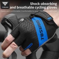 TOSUOD Cycling Half-Finger Gloves SBR Shock-Absorbing Palm Pad Summer Breathable Non-Slip Bike Gloves M