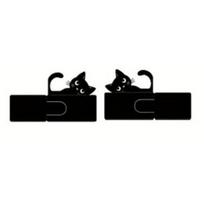 2Pcs Black Cat Bookends for Shelves, Cute Metal Book Holder for Desk, Heavy Duty Non-Slip Book Stopper for Home Office Decor