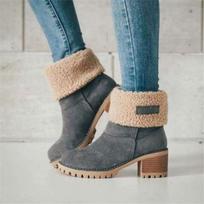 Winter Warm Fur Wool Lined Women Snow Boots Soft Comfortable Casual Ankle Booties for Outdoor Cold Weather 35 pilka spalva