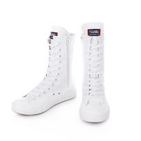 Casual Canvas Ankle Booties for Women Lightweight Comfortable Daily Student Walking Shoes for Young Ladies 34 balta