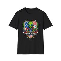 USA Retro Arcade Alien Soccer Badge Children's Children's T  Children's T-shirt | Insert Coin Match Ready Football 150