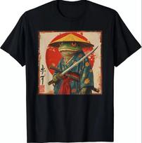 Japanese Woodblock Art Samurai Frog Japanese kanji T-shirt size S-5XL XXL