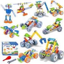 AMYCOOL 10-in-1 Car and Drill Toy Set: Carpenter, Robot, Helicopter - Popular DIY Toy for Boys and Girls, Elementary School Students, 3D Puzzle,