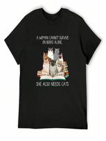 Funny Woman Books And Cats T-Shirt  Shirts Kawaii Clothes Summer Top Custom Shirt Workout Shirts For unisex S