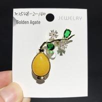 Elegant Yellow Agate Vase Brooch - Floral Jacket Accessory & Gift Pin