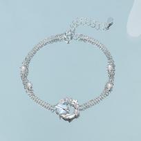 Tichia Meteor Moonstone Star Bracelet - Women's Sterling Silver 999, Korean Niche Style Sterling Silver