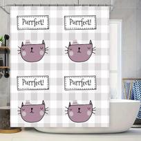 Cute Cat Shower Curtain with Purrfect Design Ideal for Pet Lovers Home Decor Item (as the picture,90x180cm)