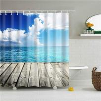 1PC Dolphin Shower Curtain Blue Ocean Biological Polyester Fabric Children's Ocean Theme Bathroom Decoration Shower Curta (as the picture,W90xH180cm-35x70in)