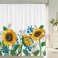 Oil Painting Sunflower Floral Print Shower Curtain Waterproof Polyester Fabric Bathroom Curtain With Hooks Quick Dry Washable Fo (as the picture,120x180cm)