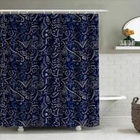 Deep Blue Paisley Shower Curtain with Decorative Floral Pattern for Bathrooms 3D Printed Fabric Waterproof Home Decor Item SizeW (as the picture,90x180cm)