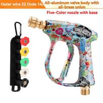 2026 Graffiti Design Pressure Washer Gun, 5-Color Nozzle Set, 1/4  Quick Connect, Aluminum Valve Copper Head