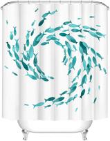 Blue Green Fish Shower Curtain Marine Life Bathroom Decorative Creative Fabric Shower Curtain with Hook Turquoise 90x180cm (as the picture,W90xH180cm)