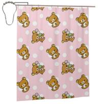 Lazy Bear Rilakkuma Shower Curtain Bathroom Polyester Waterproof Bath Curta with Hooks (as the picture,152x183 cm)