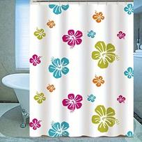 Colored Flowers Shower Curtain with Hooks Bathroom Partition Curtain 180x180cm Waterproof Polyester Fabric (as the picture,180x180cm)