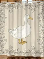 Hand-Drawn Duck Shower Curtain, Fresh Pastoral Print, Waterproof & Mildew-Proof Cozy Bathroom Partition Curtain (as the picture,90x180cm 35x70inch)