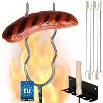 Kotarbau® Grill Forks Double-Pronged Fork For Grill Campfire Wavy Stick For Sausage 100 Cm Set Of 5 + Hanger