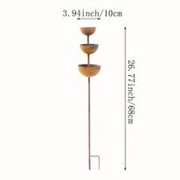 Metal Plant Support Garden Ornament 3 Tiered Water Bowls Stake for Unique Outdoor Decor and Planter Accents