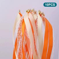 10Pcs Multiple Colors Ribbon Wands Fairy Sticks Wedding Lace Streamers Stick With Bell Wedding Decor Bridal Shower Party Favors