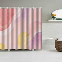 4/1 Pink Geometry shower curtain set, toilet seat decoration, shower curtain with carpet and toilet lid, size 70.8x70.8 inches (as the picture,180*180cm)