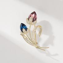 Bo Xin Yun Elegant Tulip Crystal Brooch with Zirconia Inlay