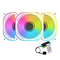 PANO-MOUNTS 120mm RGB Case Fans, 12V, Silent Gaming PC Computer LED CPU Cooler Chassis Fans, with Adjustable Color Control via Remote, 3-Pack (White)