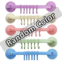 1PC Suction Cup Style 6 Hooks Adjustable Plastic Towel Rack Hanging Holders Lock Type Bathroom Kitchen Hook Suspension Organizer