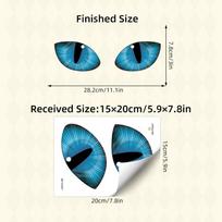 Blue Luminous Cat Eye Wall Sticker 3D Visual Effect Self-Adhesive Decal for Home Appliance Room Decor (as the picture,15x20CM)