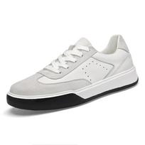 Men's Versatile Lace-Up White Cowhide Low-Top Sneakers for Spring and Autumn 40