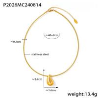 Trendy Gold Water Drop Pendant Necklace - 18K Gold Plated Stainless Steel, Unique Niche Design