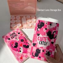 Six-Pair Cat-Themed Contact Lens Travel Case - Cute and Portable for Students 120*83*20 mm